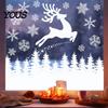 Easy Application Holiday Decor White Elk Christmas Window Clings, Snowy Xmas Tree Windows Stickers, Indoor Outdoor Ornaments Winter Forest Trees