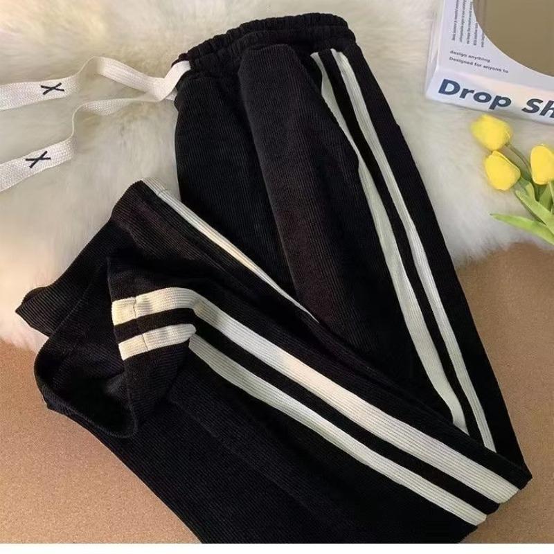 

Мужские повседневные вельветовые брюки с боковыми лампасами широкого кроя для весны и лета 2XL чёрный