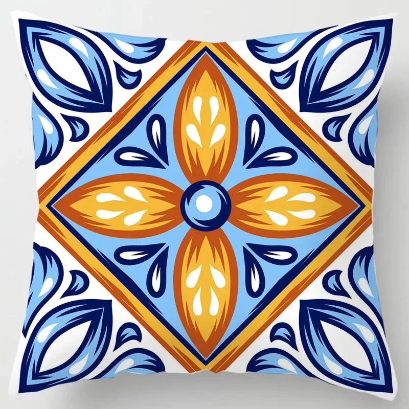 Colorful National Floral Antique Porcelain Print Pillowcase Comfortable Sofa Car Seat Cushion Cover Bohemian Hippie Home Decor