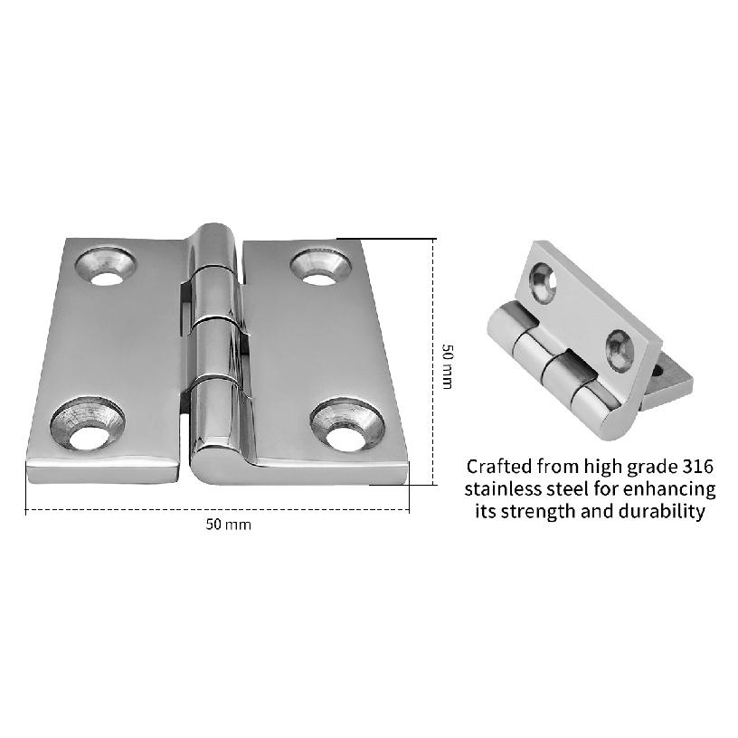 Boat Deck Casting Hinge 316 Stainless Steel Hatch Cabinet Door Square Solid Folding Hinge Polished Hardware 3