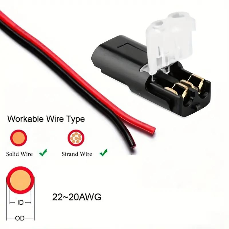 2 Pin Way Plug Electrical Connectors with Locking Buckle Car Wire Double Plug-in Terminal Block Cable Connection Strips Clamps