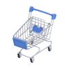 2pcs Blue Color Supermarket Handcart Small Size Desktop Shopping Cart  Office Decor