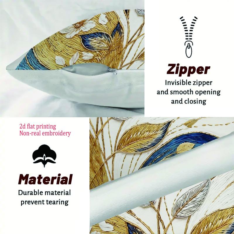 1/4 Stück Luxuriöse Gold Marineblau Florale Kissenbezüge Moderne Boho Dekorative Kissenhüllen für Zuhause Sofa Schlafzimmer