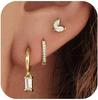 Gold-Plated Brass Hoop Earrings Fashion Set - European & American Design