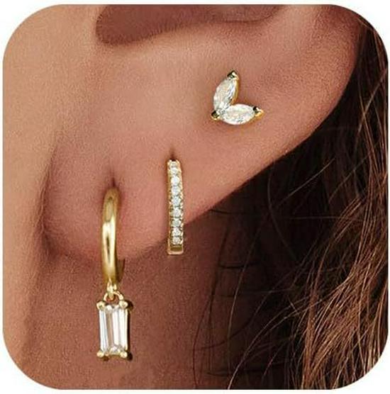 Gold-Plated Brass Hoop Earrings Fashion Set - European & American Design