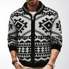 Herren S Jacquard-Strick Cardigan Pullover Revers Langarm Dick gestrickter Mantel