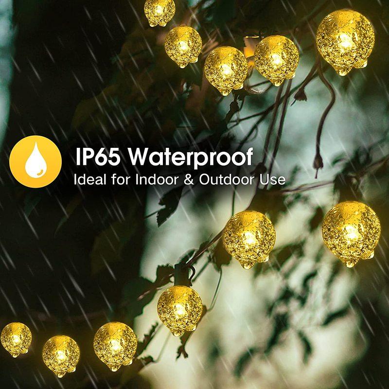 Solar Lichterkette Außen 200 LED Kristallkugel Lichter Wasserdicht Solar Lampion Lichterkette für Garten Weihnachten Außendekoration