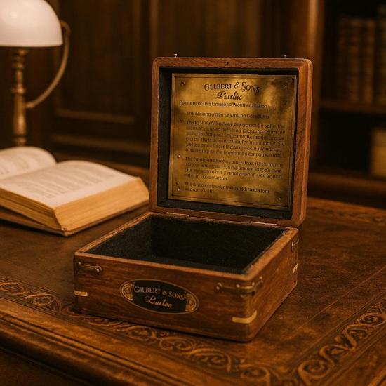 Brass Gilbert Son, 12.7 Cm Large Sundial Compass with Wood Box Anniversary Engraved Compass For Dad, Valentines Day Gift