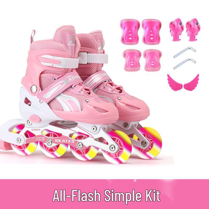 Nastavitelná sada kolečkových bruslí s blesky pro začínající děti