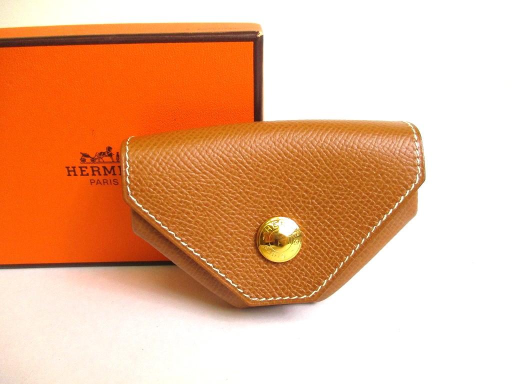 

Authentic HERMES Gold Couchevel Leather Gold H/W Coin Purse Levan Cattle #a830 Refurbished