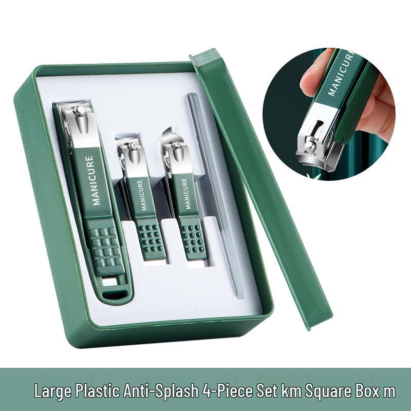 Green Splash-Proof Nail Clipper & Scissors Set - Large, Gift Box Included