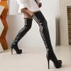 Women's High-heeled Boots, Sexy European and American Style Waterproof Platform, Thin-heeled Large-size Knee Boots.