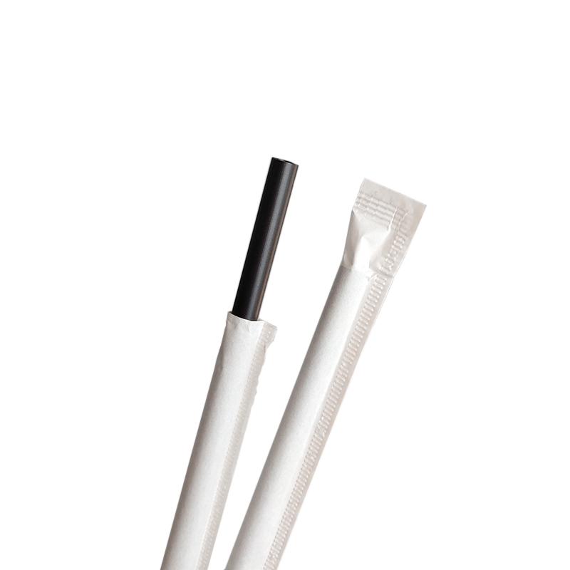 ShuangTong Biodegradable Black PLA Straws, Individually Wrapped for Beverages, Juice, Milk, and Tea, 100-Pack