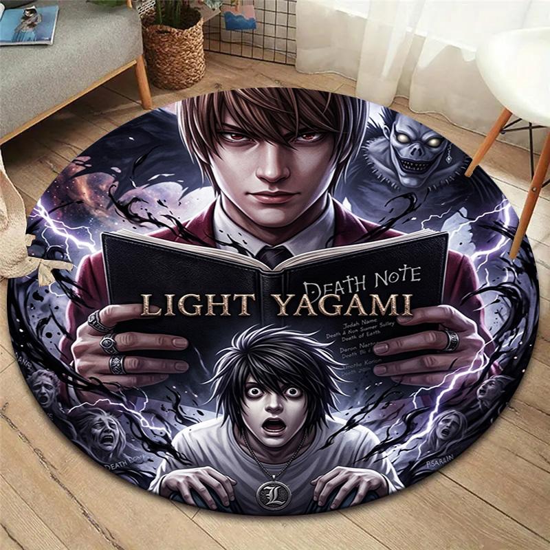 Death Note Round Area Rug Carpet Rug For Living Room Bedroom Sofa Playroom Decor Nonslip Floor Mat