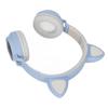 Cat Ear Gaming Headphones Deep Bass LED Light Foldable Cute Cat Ear Headset with Soft Earmuffs Blue