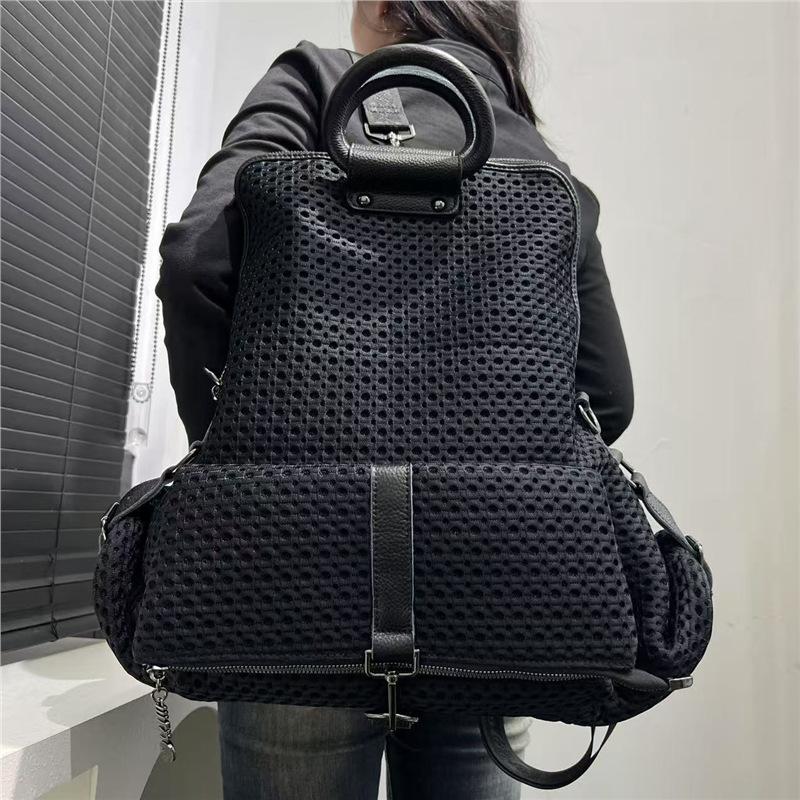Damen Nylon-Netz-Patchwork-Rucksack Große Kapazität Lässig Vielseitig Schulter-Handtasche