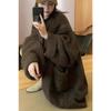 Autumn and Winter Loose Knitted Cardigan Women's Sweater Coat Fashion Elegant Simple Medium and Long Thickened Outer Jackets Casual Pockets Clothing