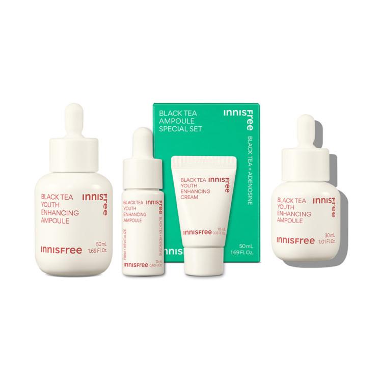Innisfree Ampoule Thé Noir Grande Capacité 50mL Ensemble Article Unique + Ampoule Thé Noir 30mL, Cosmétiques Coréens