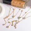 European American Ins Style Multi-piece Zircon Stainless Steel Necklace Women's Light Luxury High-end 18k Sweater Chain