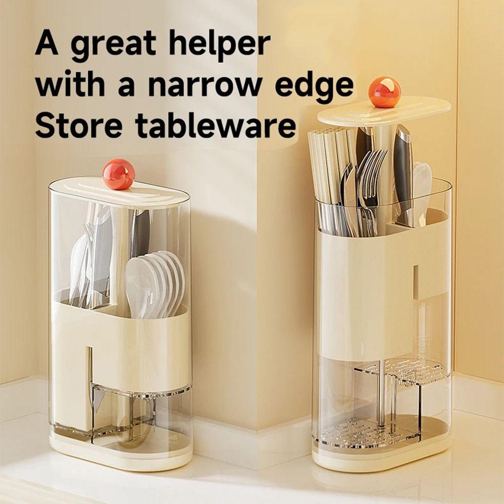 Household Automatic Lifting Holder Transparent Kitchen Storage Rack Chopstick Storage Box  Bathroom
