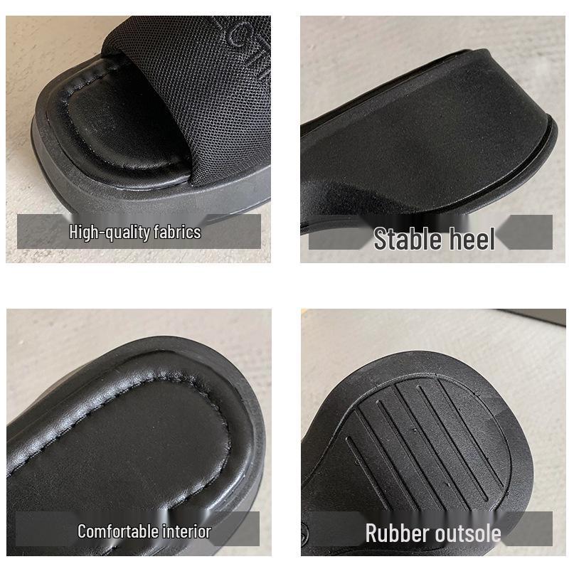 Women's 2023 Summer Square Toe Thick-Soled Platform Sandals - European & American Style Casual One-Strap Slippers