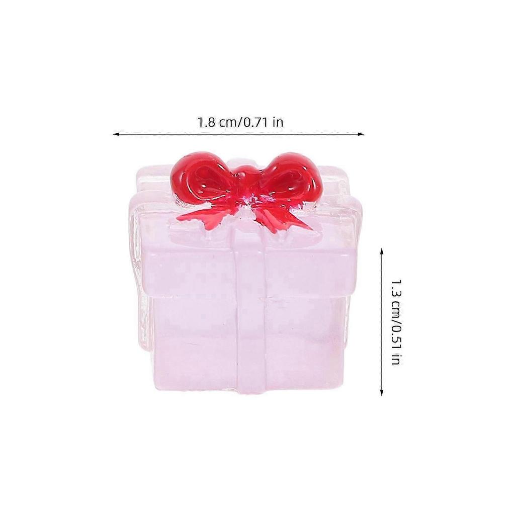 Mini Resin Box Ornaments for Decor 8Pcs Glowing Christmas Present Boxes