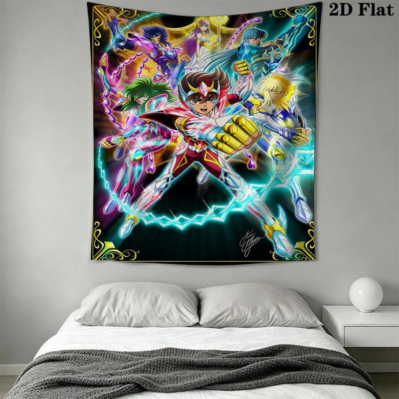 Saint Seiya Legend Sanctuary Tapestry Fashion Print Wallmounted Soft Background Cloth Work Of Art
