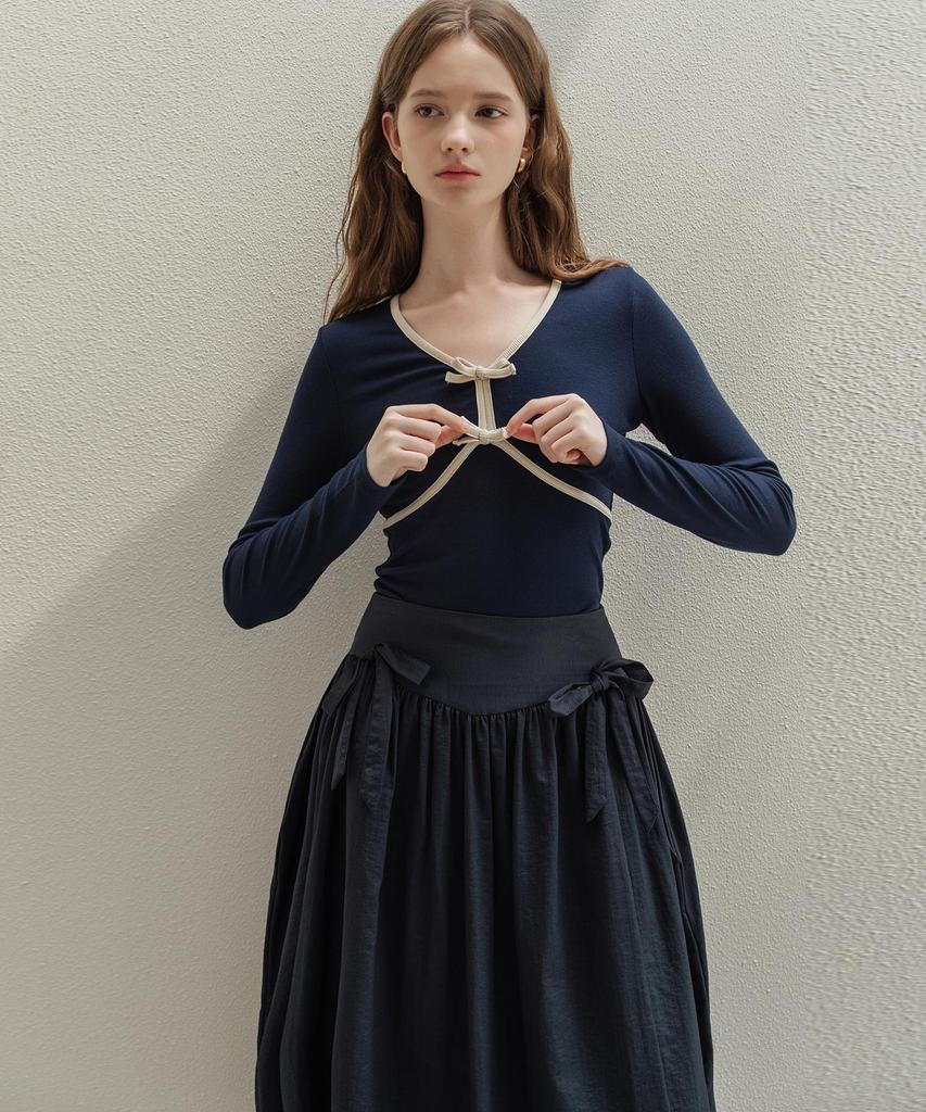 LAUTREDE MIN Two Ribbon Navy T Shirts
