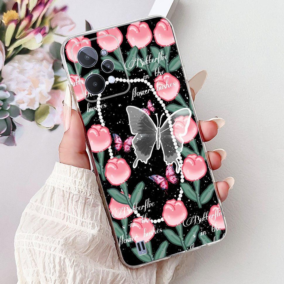 For Realme C31 Case Cute Butterfly Bear Cartoon Back Cover Phone Cases For Realme C 31 C31 4G RMX3501 RealmeC31 Soft Fundas