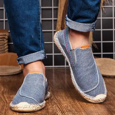 Men Hemp Canvas Casual Shoes Man Flat Loafers Lightweight Male Footwear Soft Walking Driving Tenis Masculino Adulto 69M