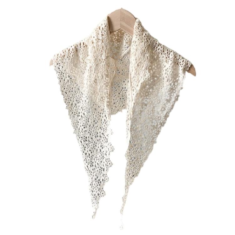

Multipurpose Floral Print Neck Scarf Lightweight Shawl with Intricated Crochet Design for Various Clothing Styles
