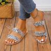 Fashion Ladies Shoes 2024 Hot Sale Open Toe Women Slippers Summer Chain Solid Outdoor Casual Beach Flat Large Size Comfortable Slippers