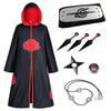 Set pláště Akatsuki s červenými mraky: Obsahuje plášť Naruto, prsten, doplňky čelenky - Ideální pro halloweenský kostým