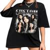 Create Distinctive Bootleg Shirts with Personalized Rap Tee Elements, Vintage Photos, and Your Own Text On Black Graphic Tees