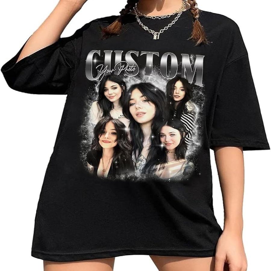 Create Distinctive Bootleg Shirts with Personalized Rap Tee Elements, Vintage Photos, and Your Own Text on Black Graphic Tees S
