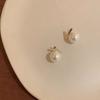 Vintage Brown Imitation Pearl Stud Earrings For Women Elegant Round Bead Temperament Earrings Jewelry Daily Wear Accessories