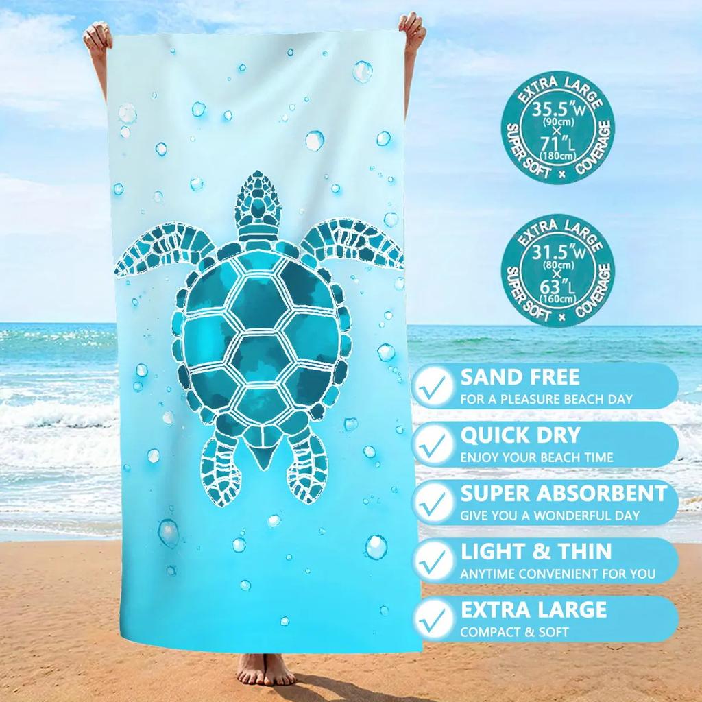 Bohemian Mandala Sea Turtle Beach Towel Underwater Print Quick Dry Absorbent Towel for Summer