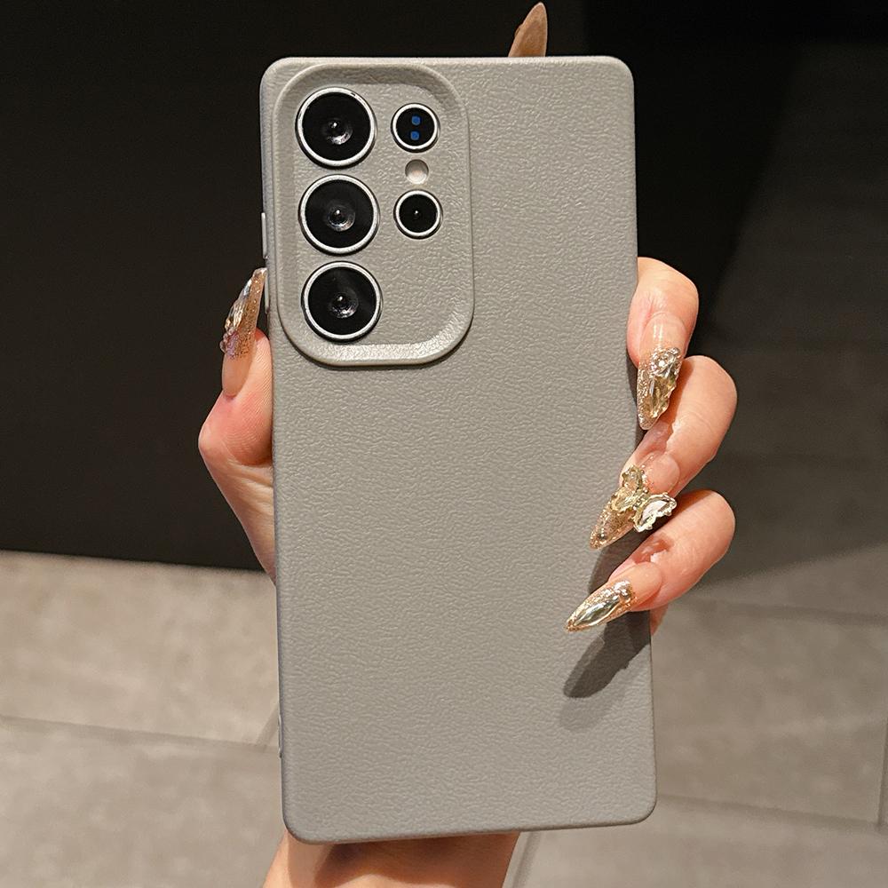 Samsung Galaxy A16 A07 S23 S24FE S25 Xiaomi Poco X7 M7 Redmi pro iPhone 17 16 15 Pro Max Infinix Realme Pouzdra na telefon Měkké šedé Vzor kůže TPU pouzdro