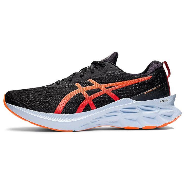 Asics Novablast 2 Comfortable Fashion Mesh Polyester Low-Top Training Running Shoes Men Sneaker Black Orange 1011B192-004