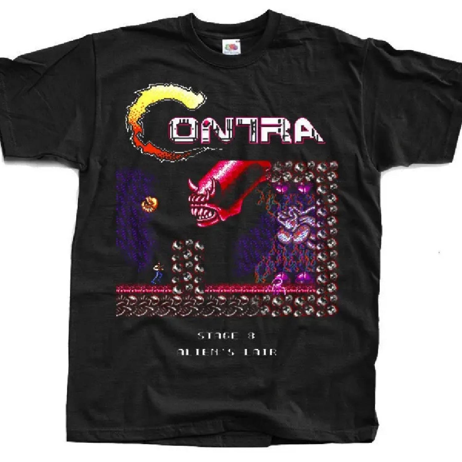 

Contra УРОВЕНЬ 8 ЛОГОВО ПРИШЕЛЬЦЕВ Футболка Черная Аркада Famicom ВСЕ РАЗМЕРЫ S - 5XL XXXXXL чёрный