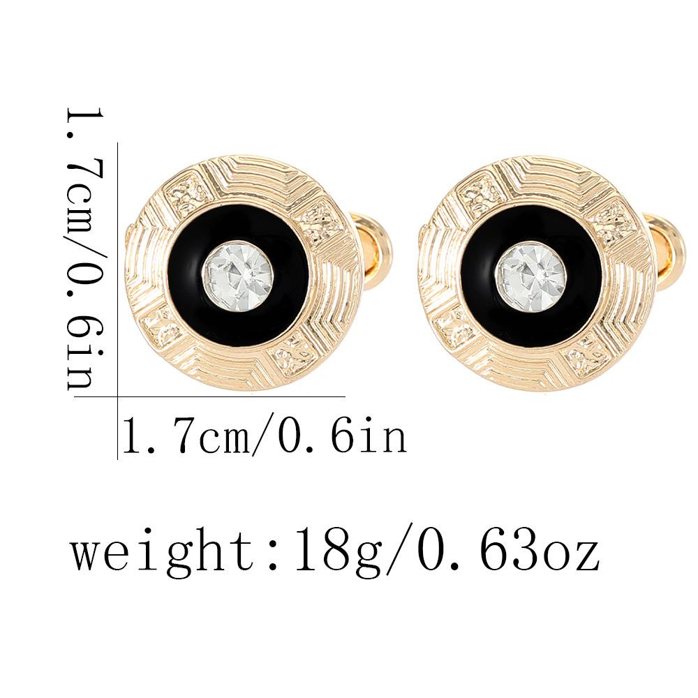 Round Black Drip Diamond Cufflinks French Shirt Sleeve Spike Tie Clip Men'S Business