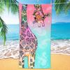Microfiber Beach Towel Funny Giraffe with Palm Tree Sunglassea Drink Watermelon Juice Towels, Quick Dry Cool Bath Towel for Swim