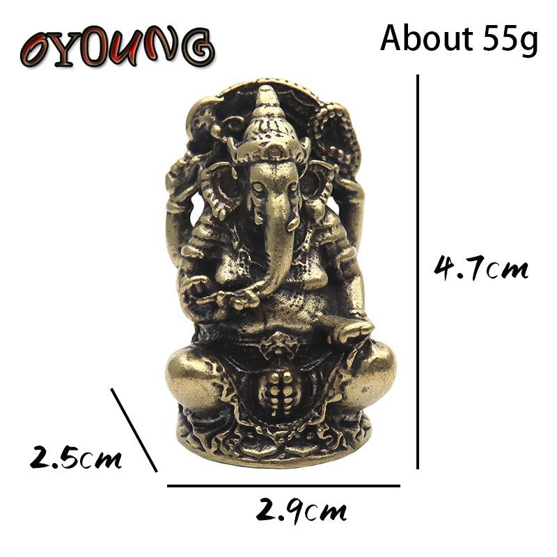Mini Vintage Brass Ganesha Statue Pocket India Thailand Elephant God Figure Sculpture Home Office Desk Decorative Ornament Gift