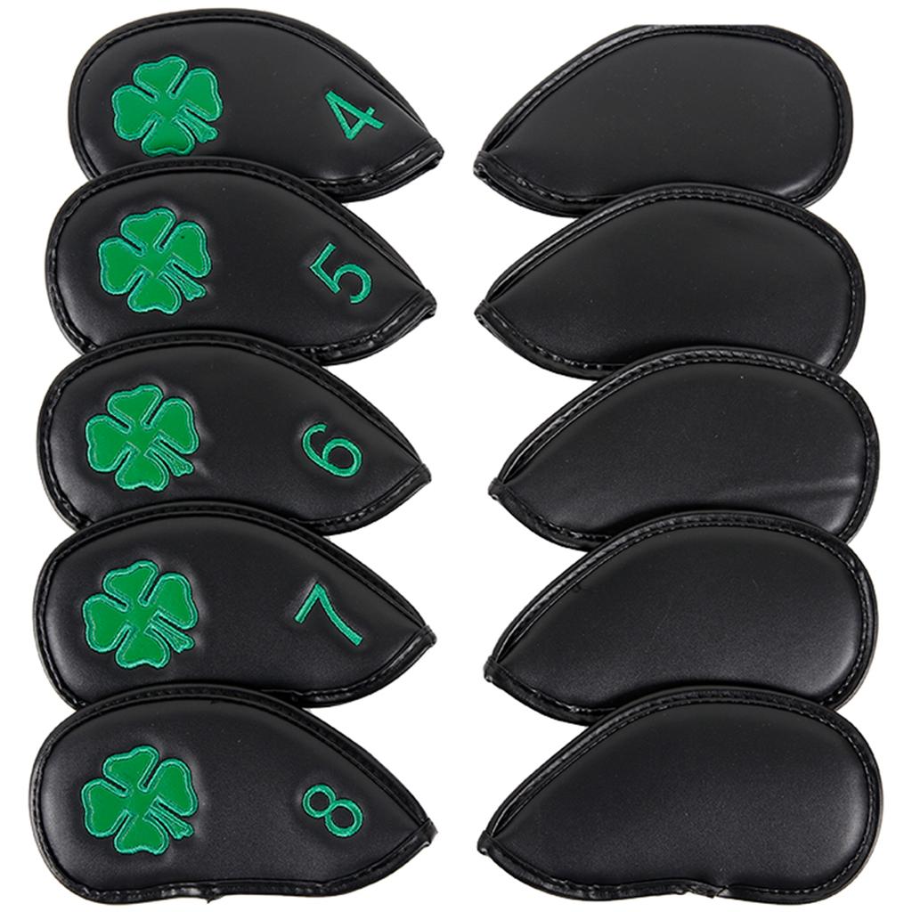 10Pcs PU Leather Golf Iron Club Head Cover Wedges Iron Club Protective Headcover Putter Protector Golf Supplies