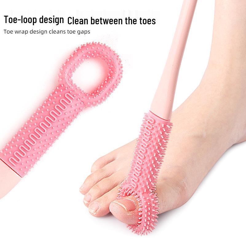 Lazy Person Long-Handled Soft Rubber Foot Brush for Callus & Dead Skin Removal