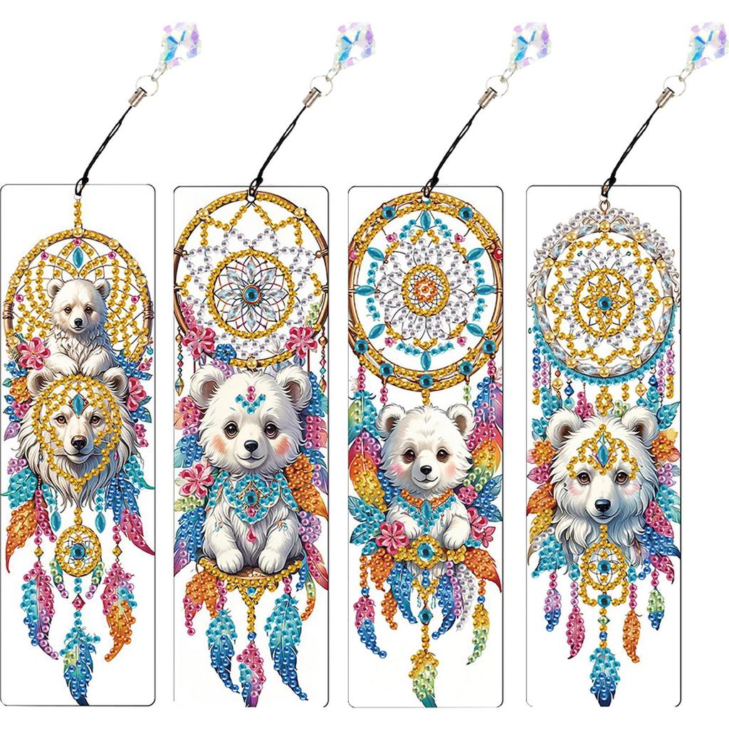 4Pcs DIY Diamond Painting Bookmark Diamond Bookmark Art Projects Diamond Art Bookmark Gift for Book Lovers Mosaic Art Supplies