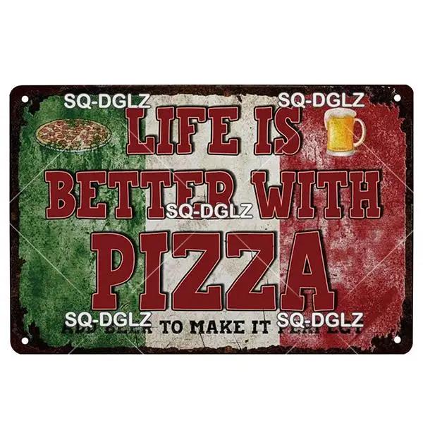 Italienische Pizza Vintage Metallschild Blechschild Vintage Dekoration Man Cave Plakette Hauswanddekoration Bar Schild Heimdekoration Poster