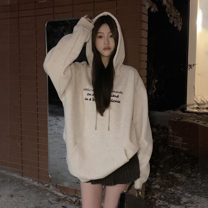 

Женские свободные свитера с длинным рукавом и капюшоном с круглым вырезом, женские топы, однотонные толстовки M