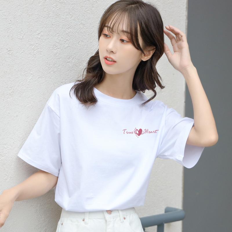 

White short-sleeved T-shirt women s pure cotton loose and versatile ins trendy design sense niche summer foreign style half-sleeved t-shirt top XXXL