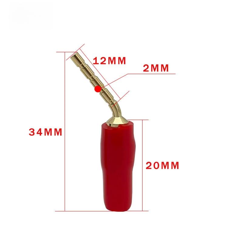 20Pcs Red Black Curved Pin 2mm Banana Plug Connector Right Angle Banana Male Plugs Audio Speaker Wire Cable Connectors